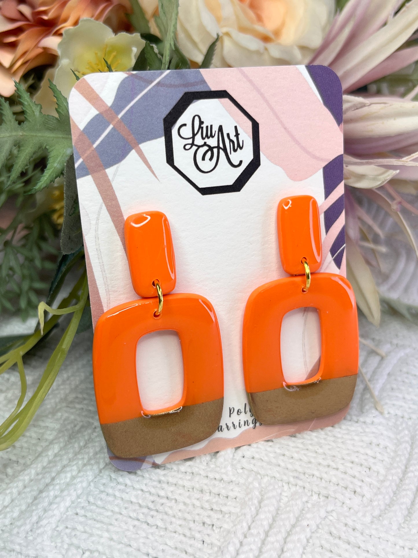polymer-clay-earrings-orange-perspective-view
