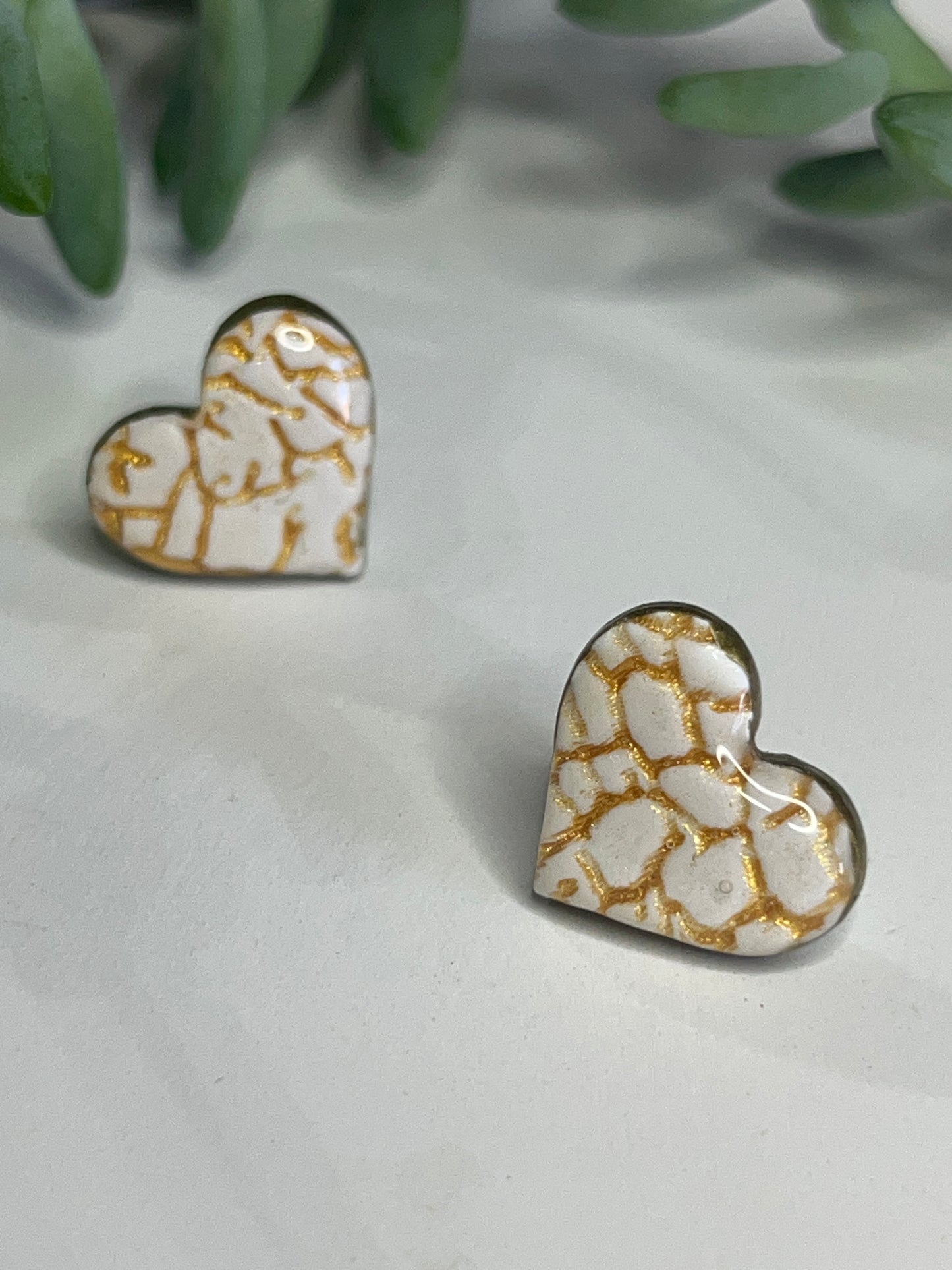 Polymer Clay Golden Crackle Heart