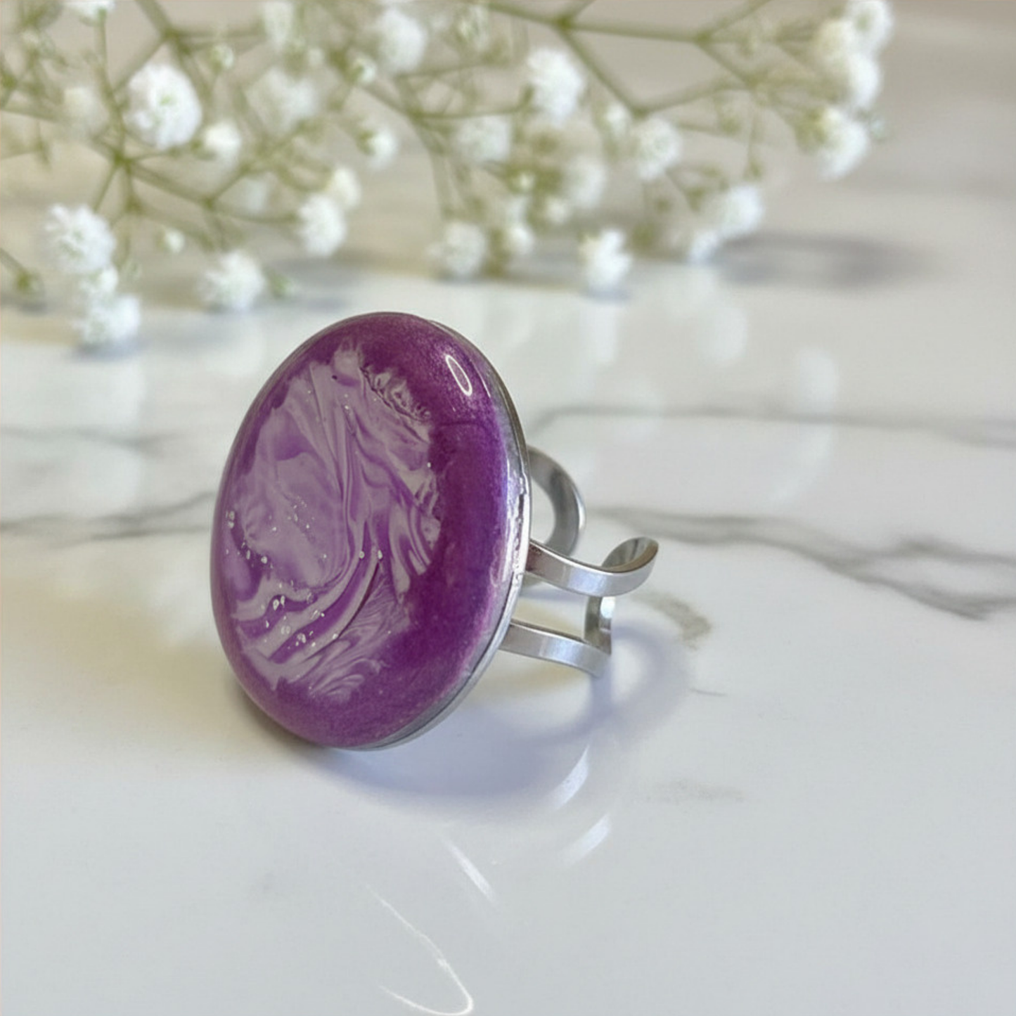Amethyst Whisper Adjustable Ring