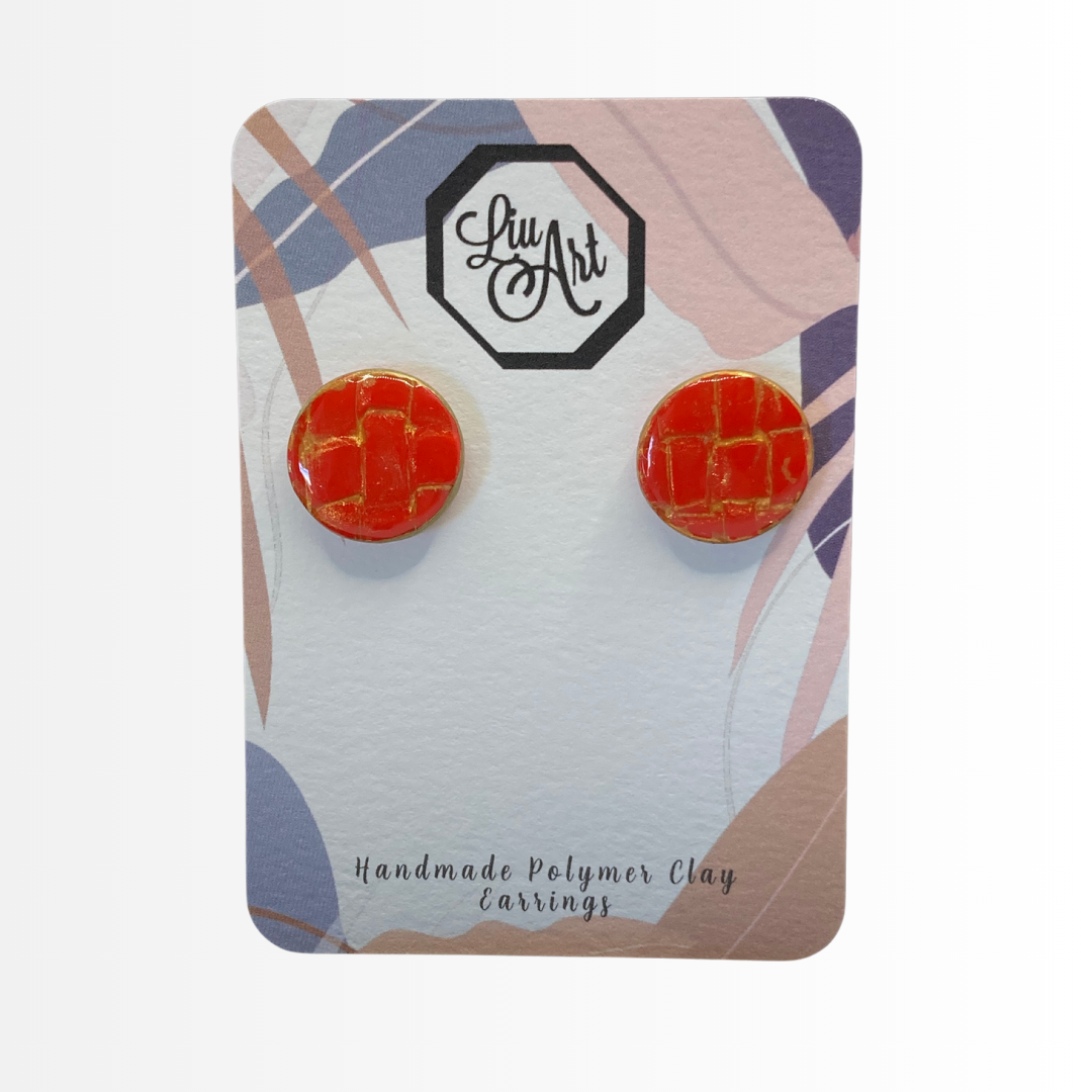 circle-stud-polymer-clay-earrings-red-front-view