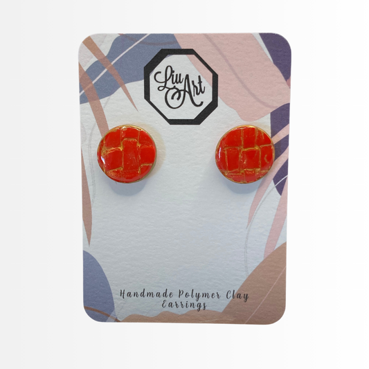 circle-stud-polymer-clay-earrings-red-front-view