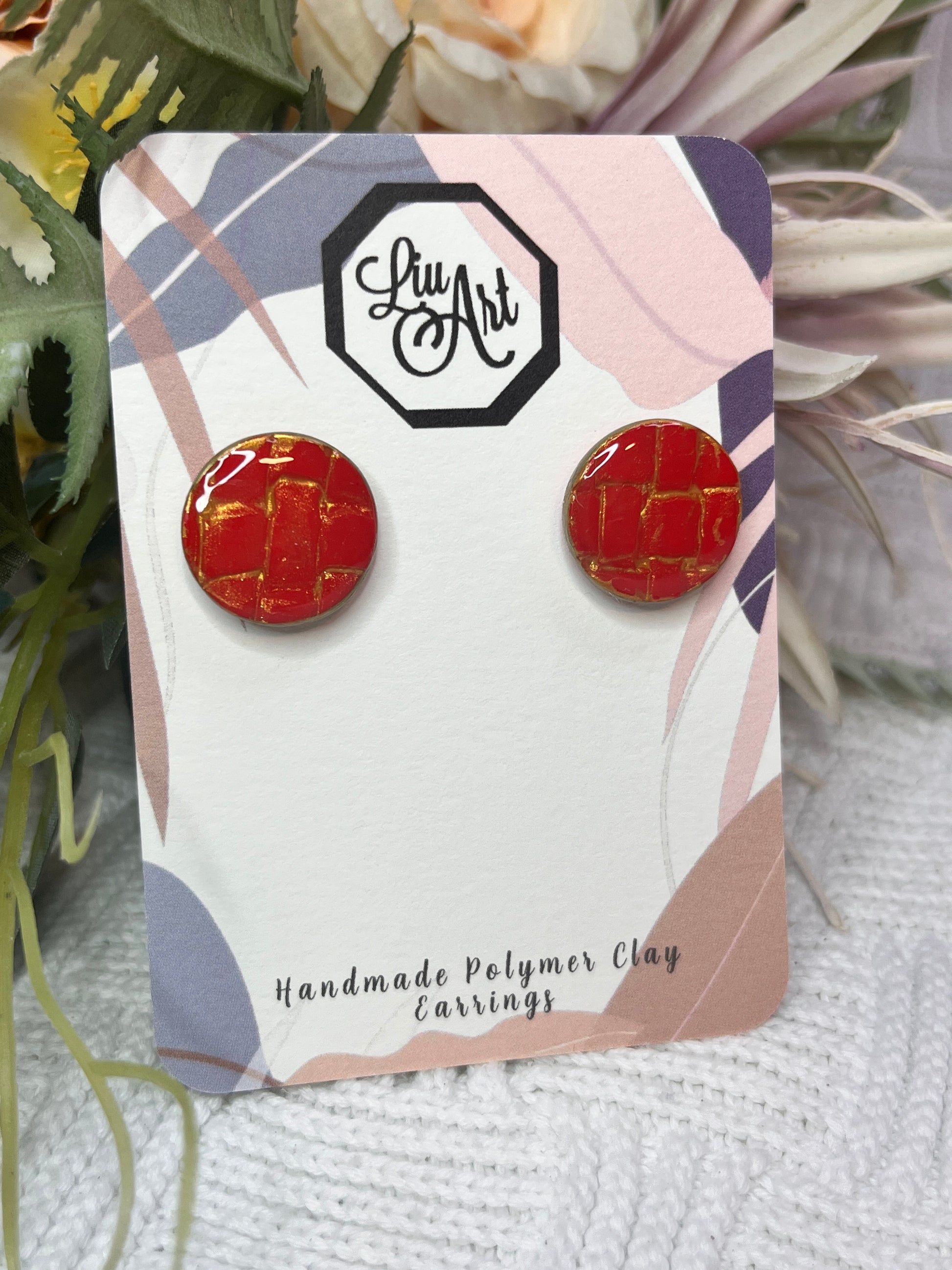 circle-stud-polymer-clay-earrings-red-perspective-view
