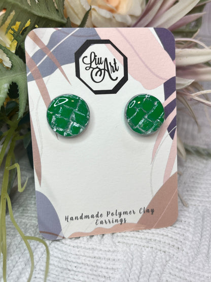 circle-stud-polymer-clay-earrings-green-perspective-view