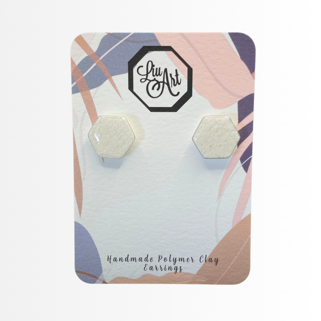 hex-stud-polymer-clay-earrings-white-front-view