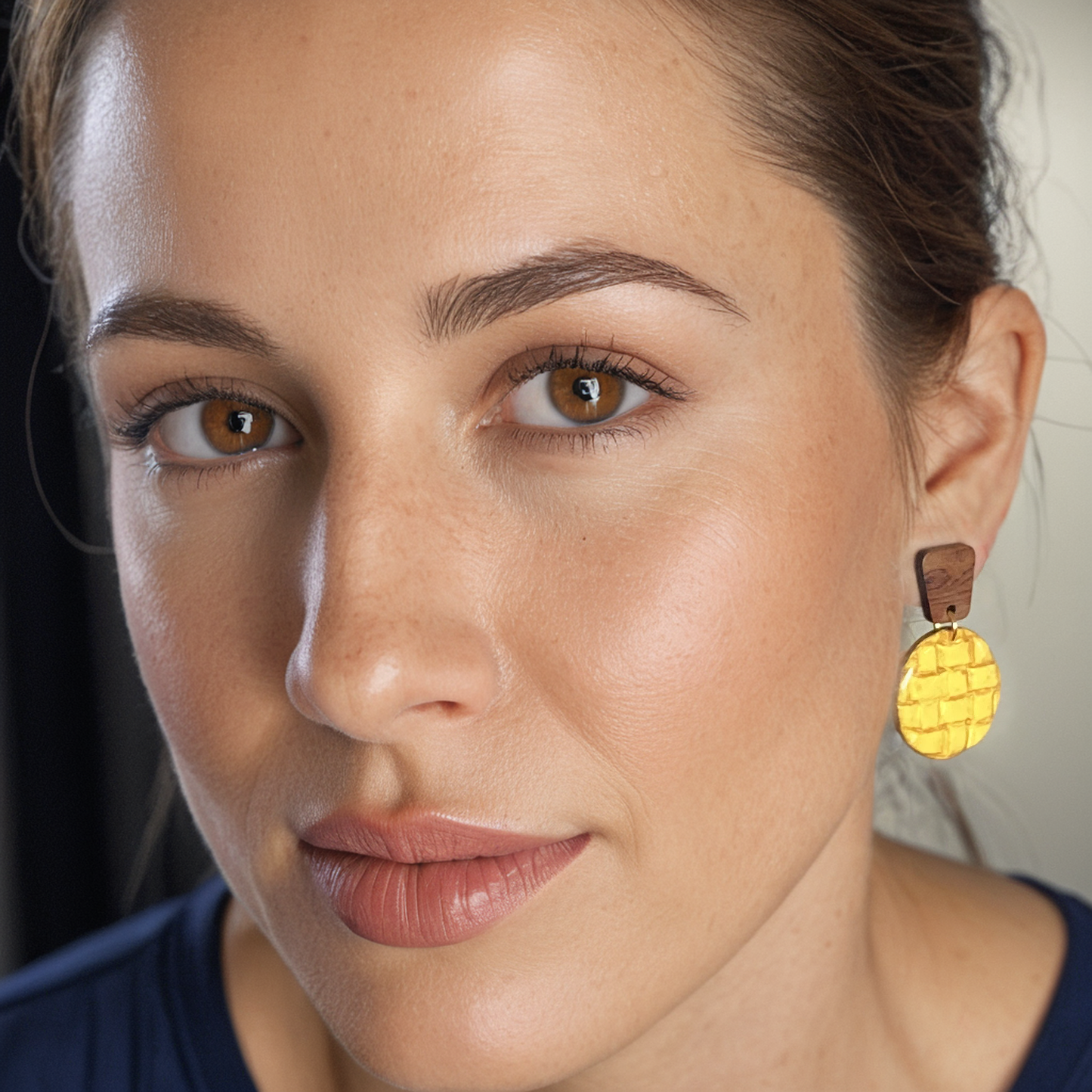 polymer-clay-earrings-yellow-model-view