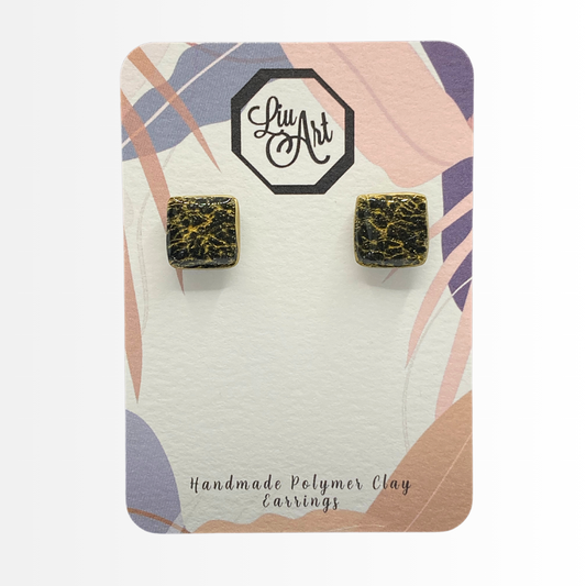 square-stud-polymer-clay-earrings-black-front-view