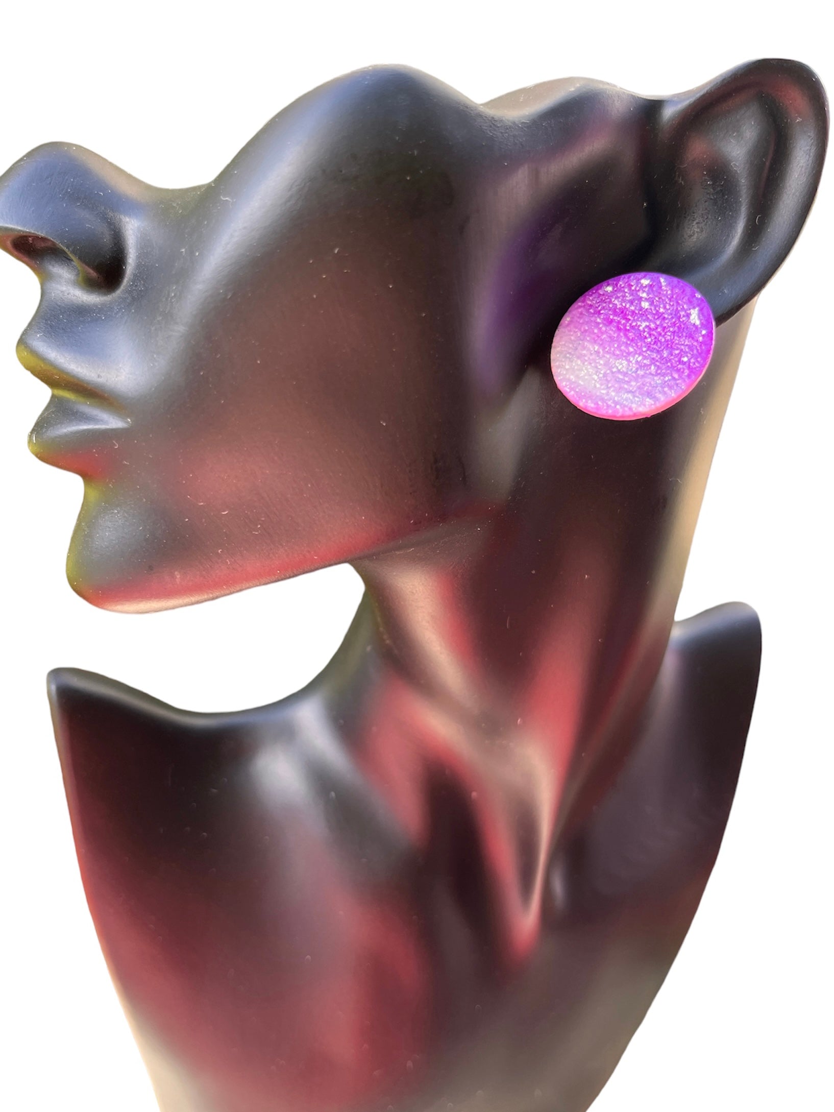 Purple Ombré Shimmer Polymer Clay Earring - model pose