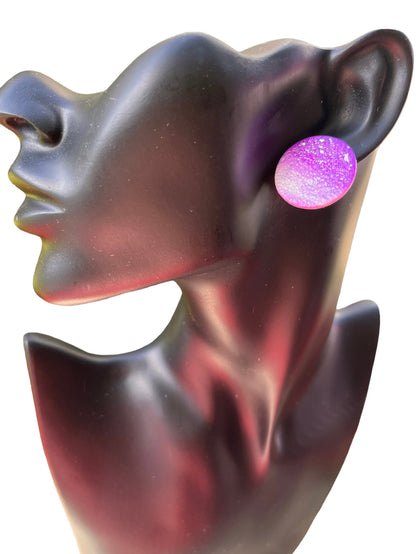 Purple Ombré Shimmer Polymer Clay Earring - model pose