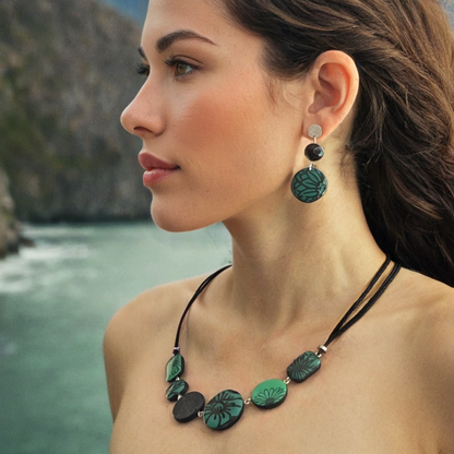 Polymer Clay Verdant Petals Necklace