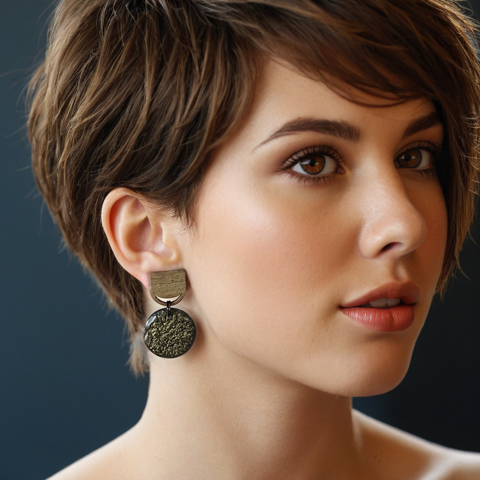 Earth Essence Polymer Clay Earring - model pose