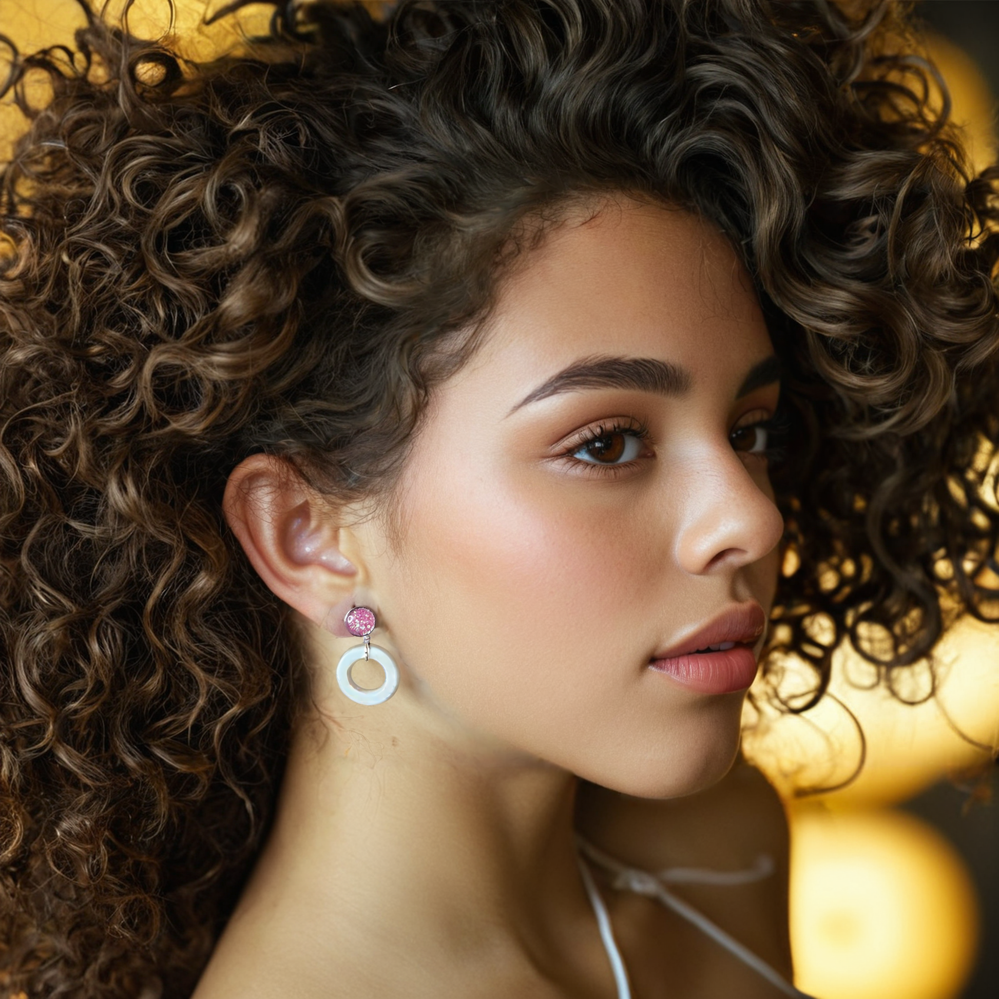 Pure charm Polymer Clay Earring - model pose