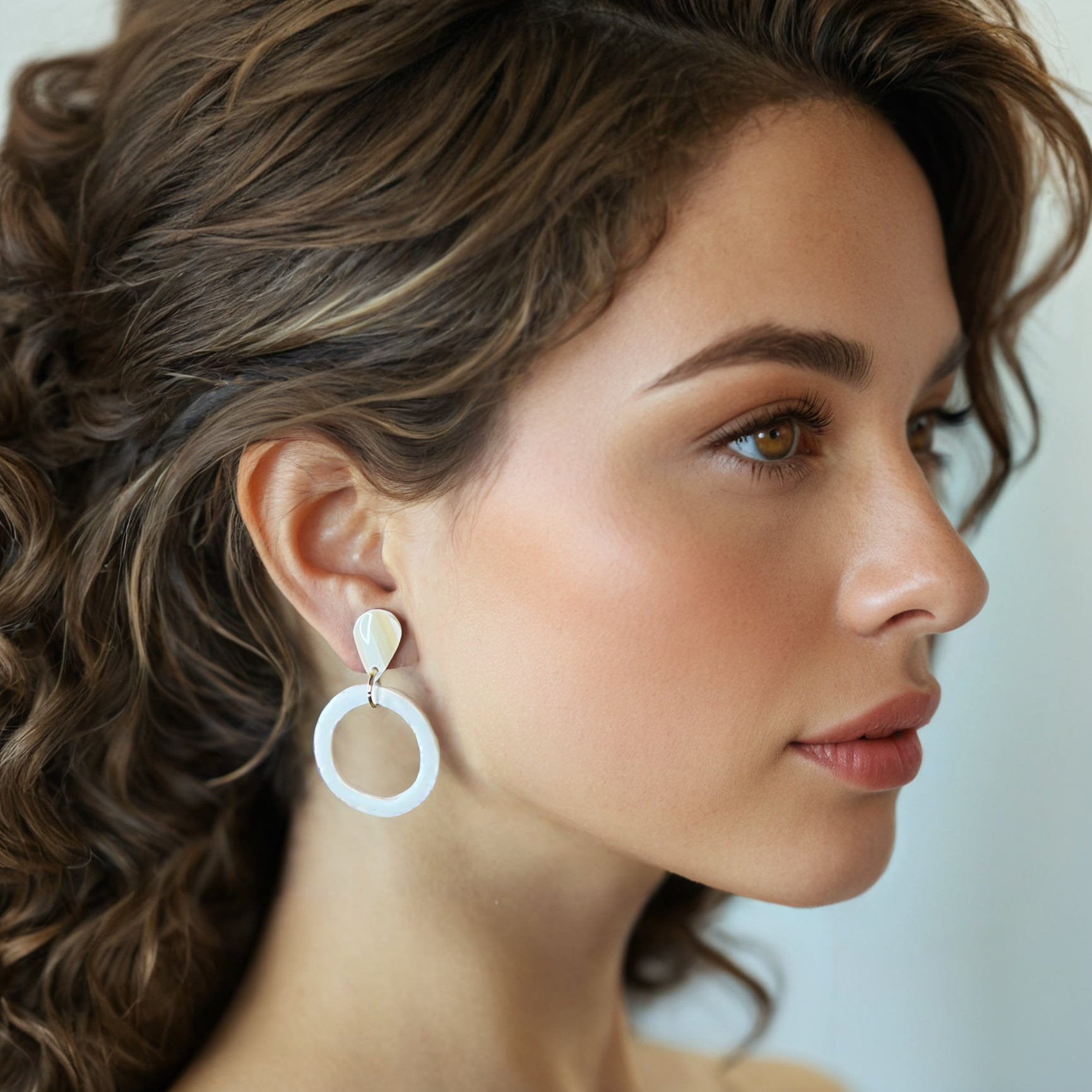 Minimalist Hoops Polymer Clay Earring - model pose