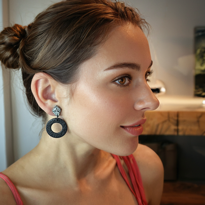 Urban Dark Polymer Clay Earring - model pose