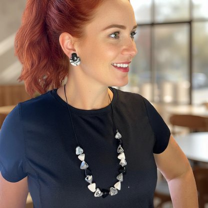 Polymer Clay Midnight Marble Bead Necklace