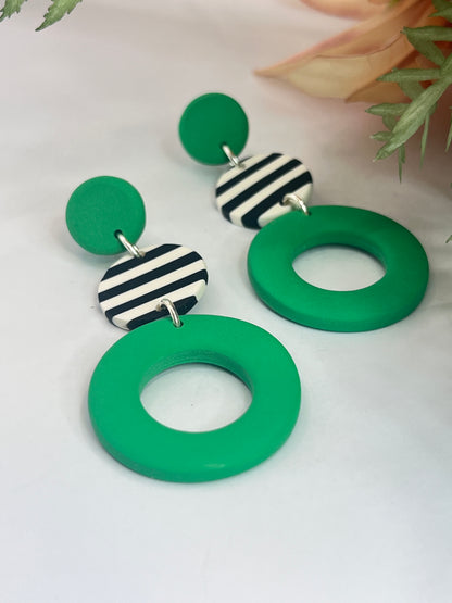 Polymer Clay Green Hoops
