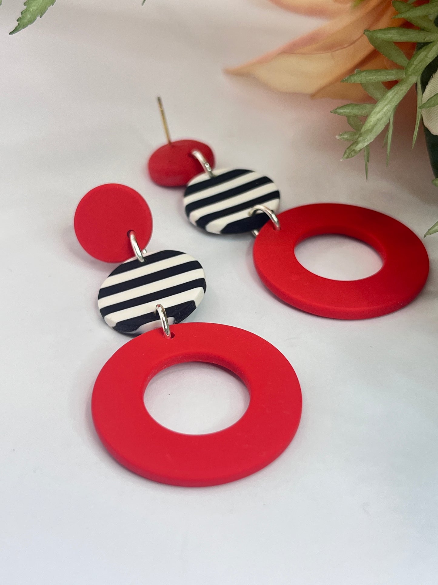 Polymer Clay Red Hoops