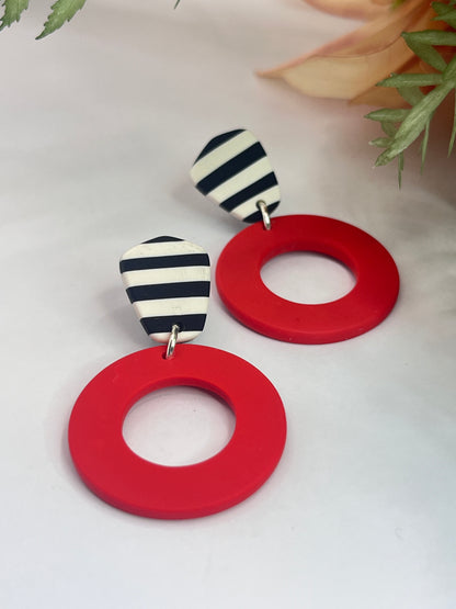 Polymer Clay Red Rings With Stripes