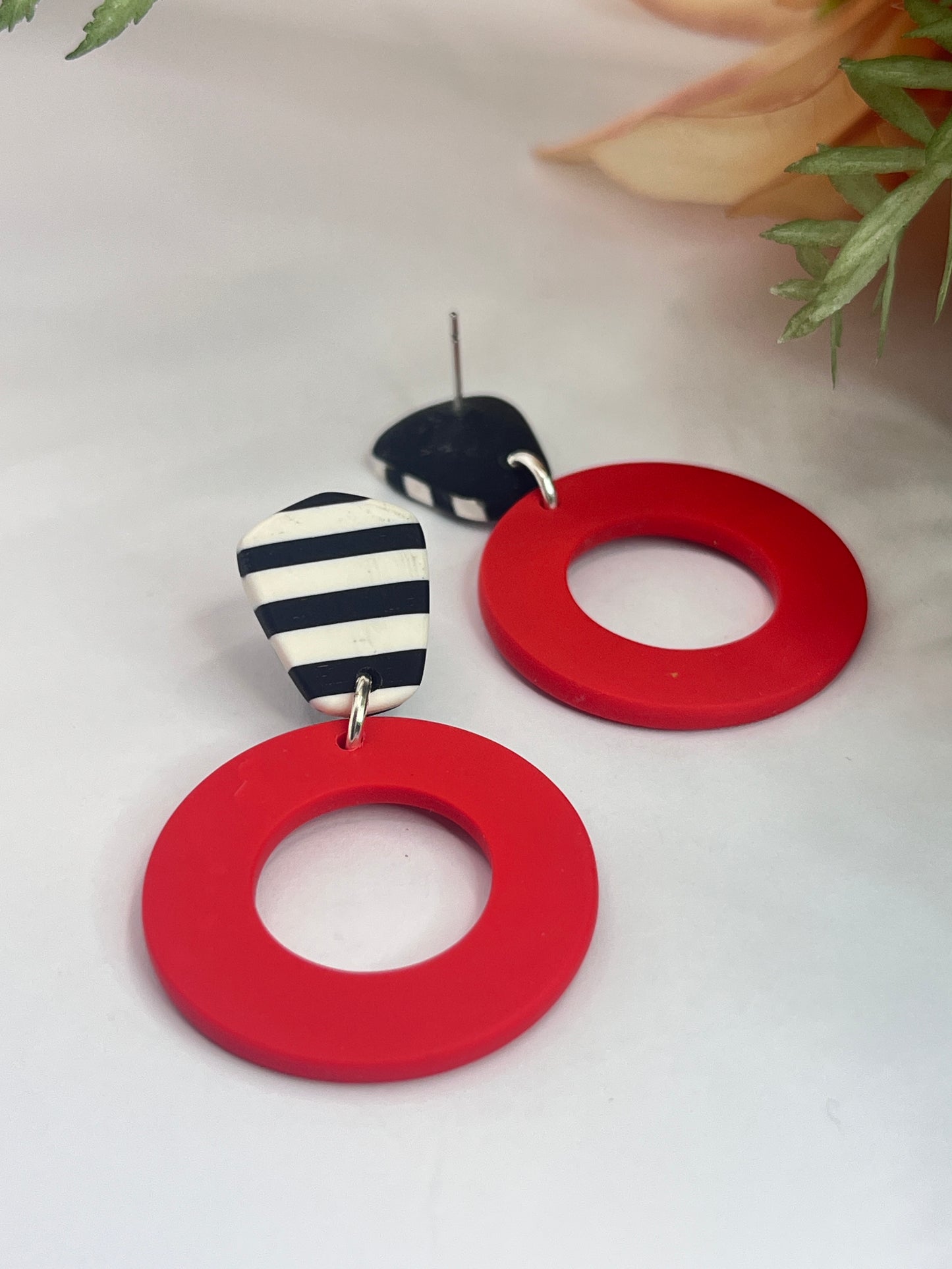 Polymer Clay Red Rings With Stripes