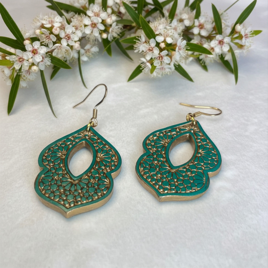 Polymer Clay Green Filigree Drops