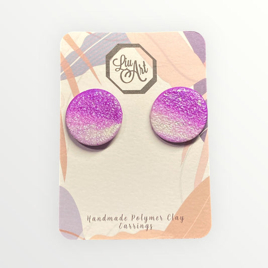 Purple Ombré Shimmer Polymer Clay Earring - front view