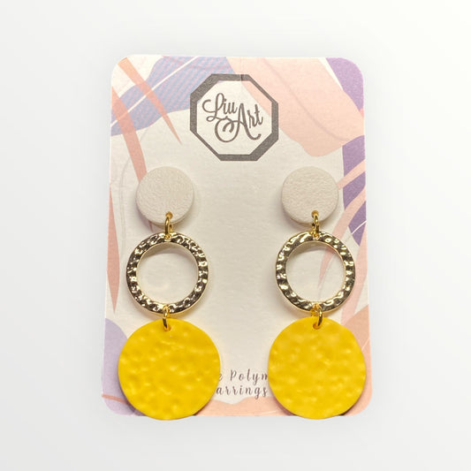 Yellow Playful Polymer Clay Earring - front view