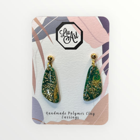 Emerald Glow Polymer Clay Earring - front view