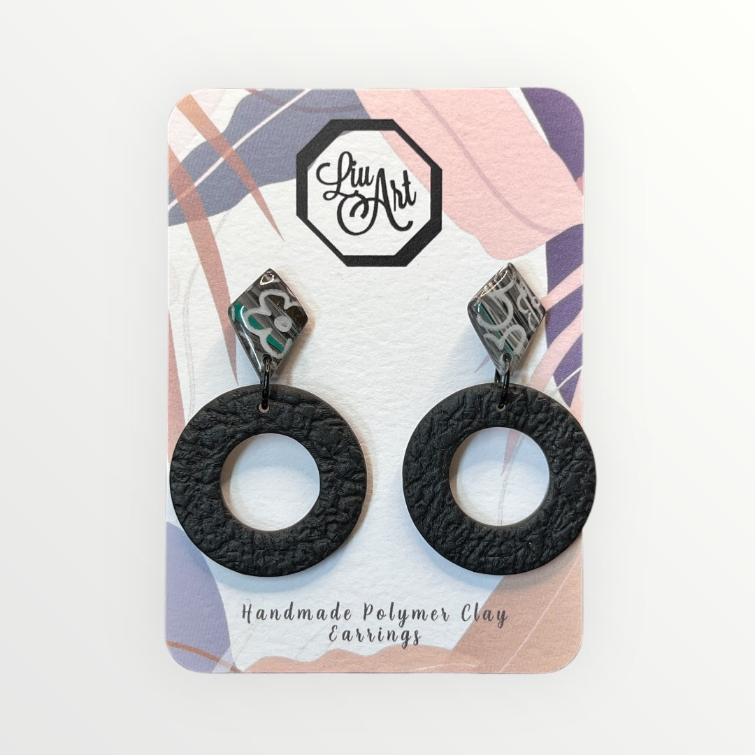 Urban Dark Polymer Clay Earring - front view