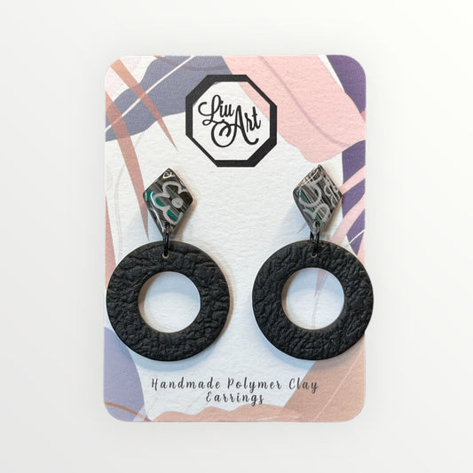 Urban Dark Polymer Clay Earring - front view
