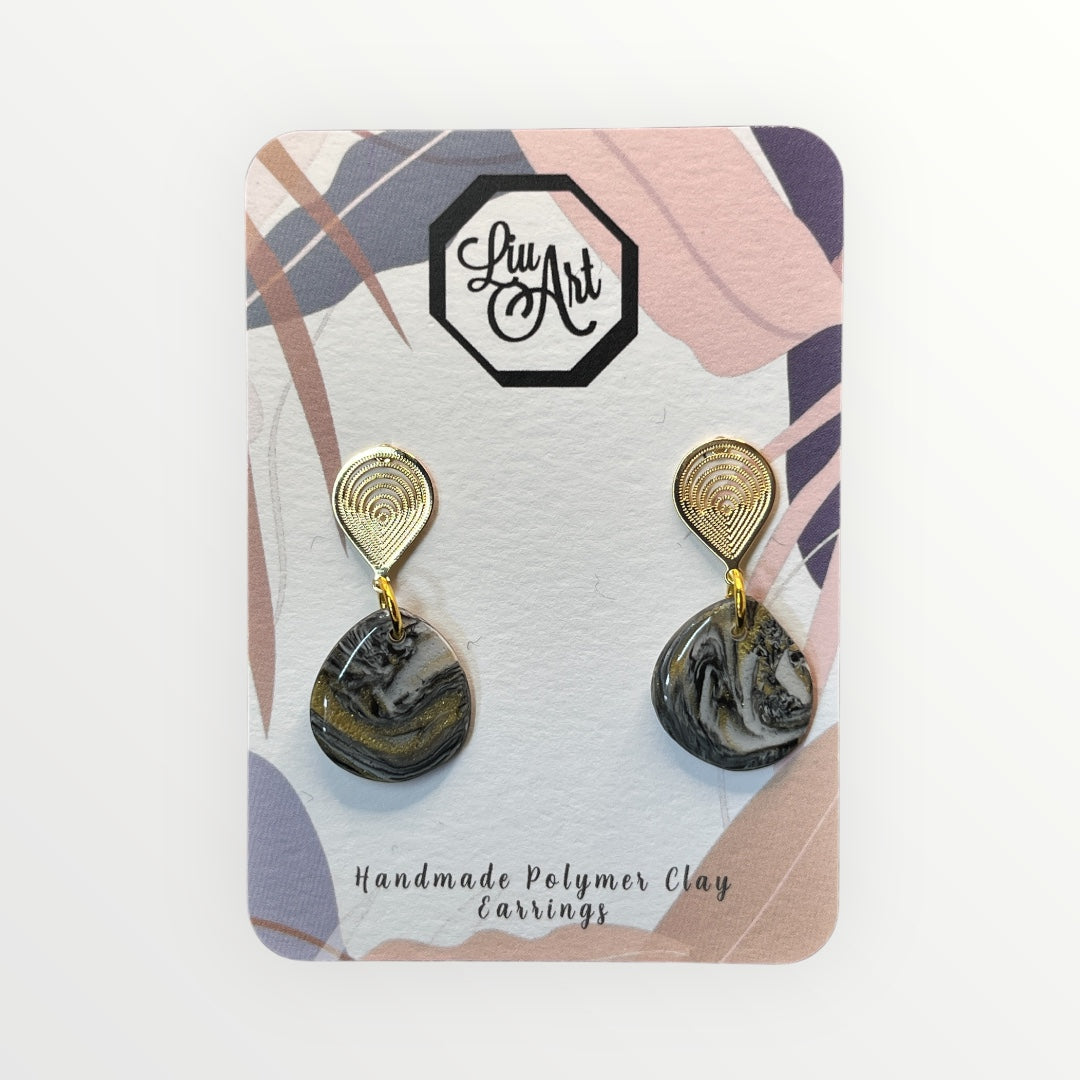 Artistic Teardrop Polymer Clay Earring - front view