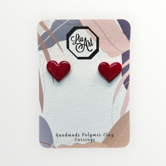 Red Heart Polymer Clay Earring - front view