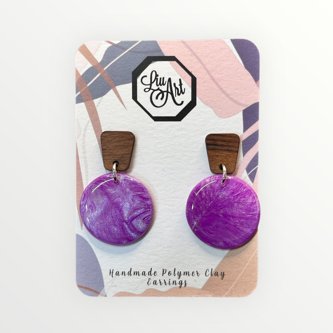 Spark purple Essence Polymer Clay Earring - front view