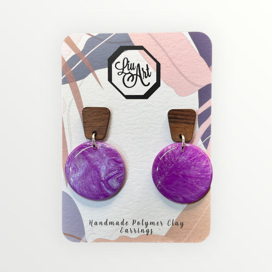 Spark purple Essence Polymer Clay Earring - front view