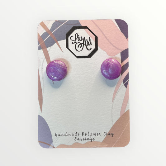 Spark Purple Stud Polymer Clay Earring - front view