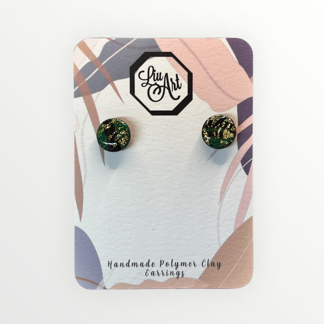 Cute Noir Emerald Polymer Clay Earring - front view