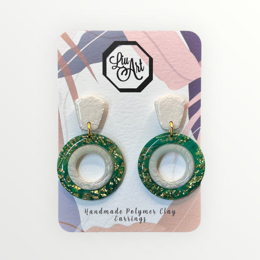 Raquel overlay Polymer Clay Earring - front view