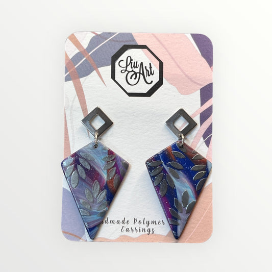 Mystic Diamond Polymer Clay Earring - front view