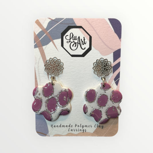 Modern Floral Polymer Clay Earring - front view