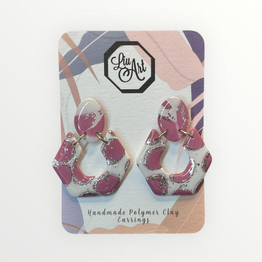 Modern Hex Polymer Clay Earring - front view