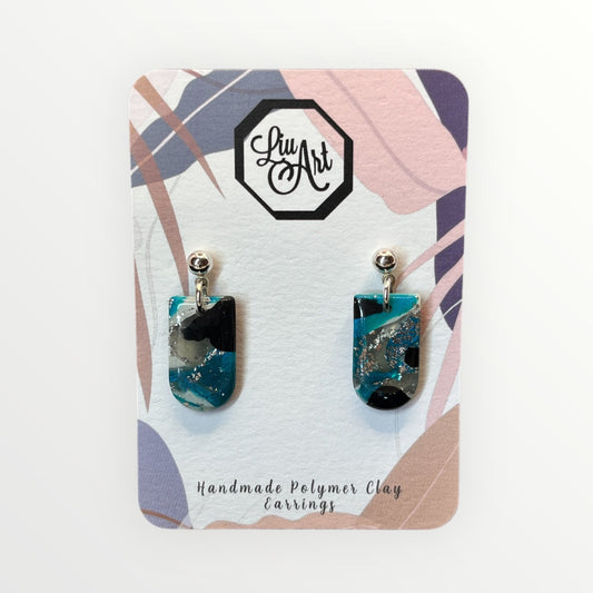 Marbled Cute Polymer Clay Earring - front view