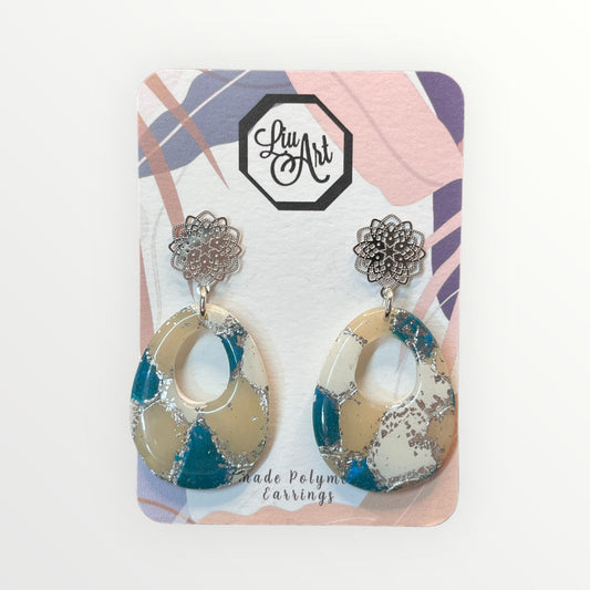 Bold Open Oval Polymer Clay Earring - front view