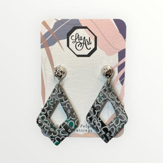 Urban Diamond Polymer Clay Earring - front view