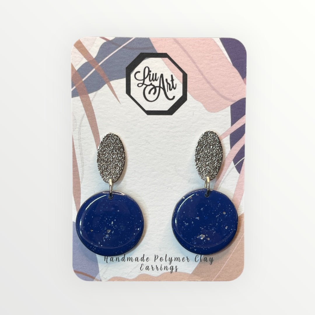 Blue sky Polymer Clay Earring - front view