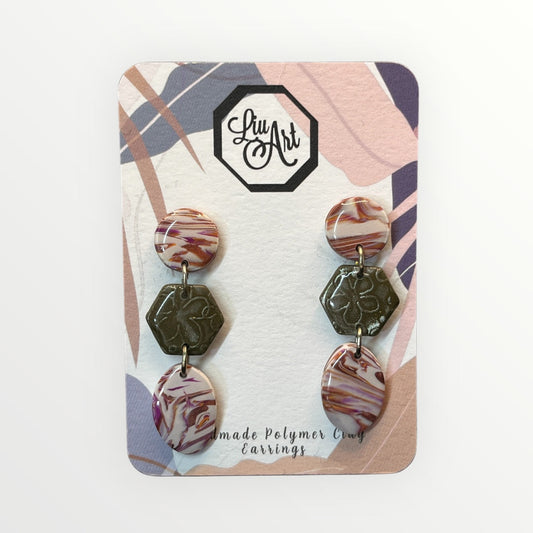 Elegant Concrete Hex Polymer Clay Earring - front view