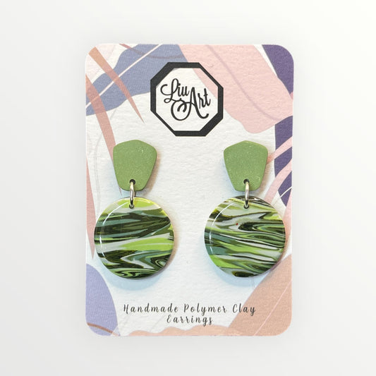 Nature Swirl Polymer Clay Earring - front view