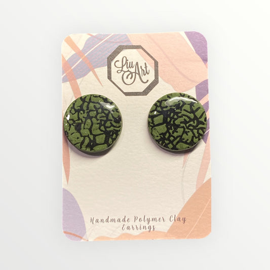 Forest Mosaic Polymer Clay Earring - front view